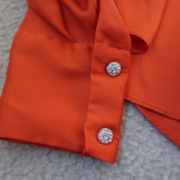 ZARA orange blouse with crystal sleeve - Picture 13 of 16